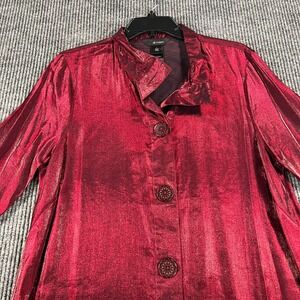 Ali Miles Shirt Top Blouse Womens Large Red Long Sleeve Button Up Casual NWOT